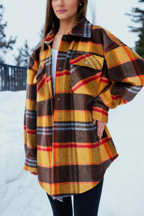 Yellow, Blue Plaid Shacket