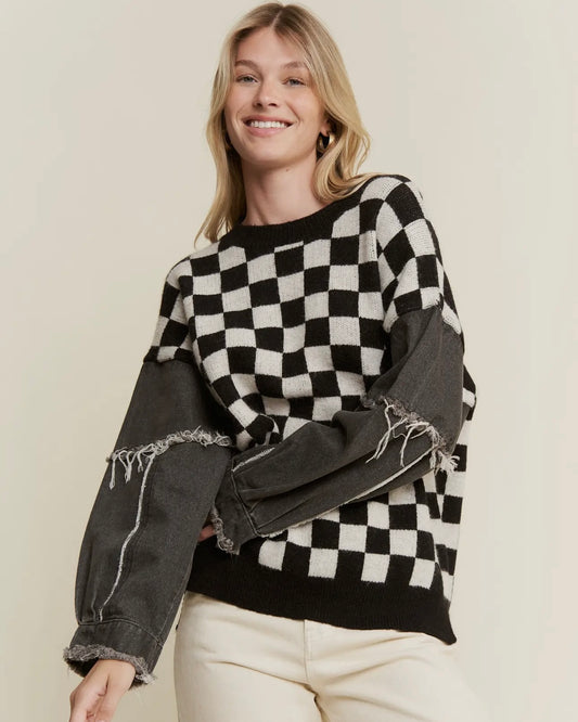Check & Denim Sweater