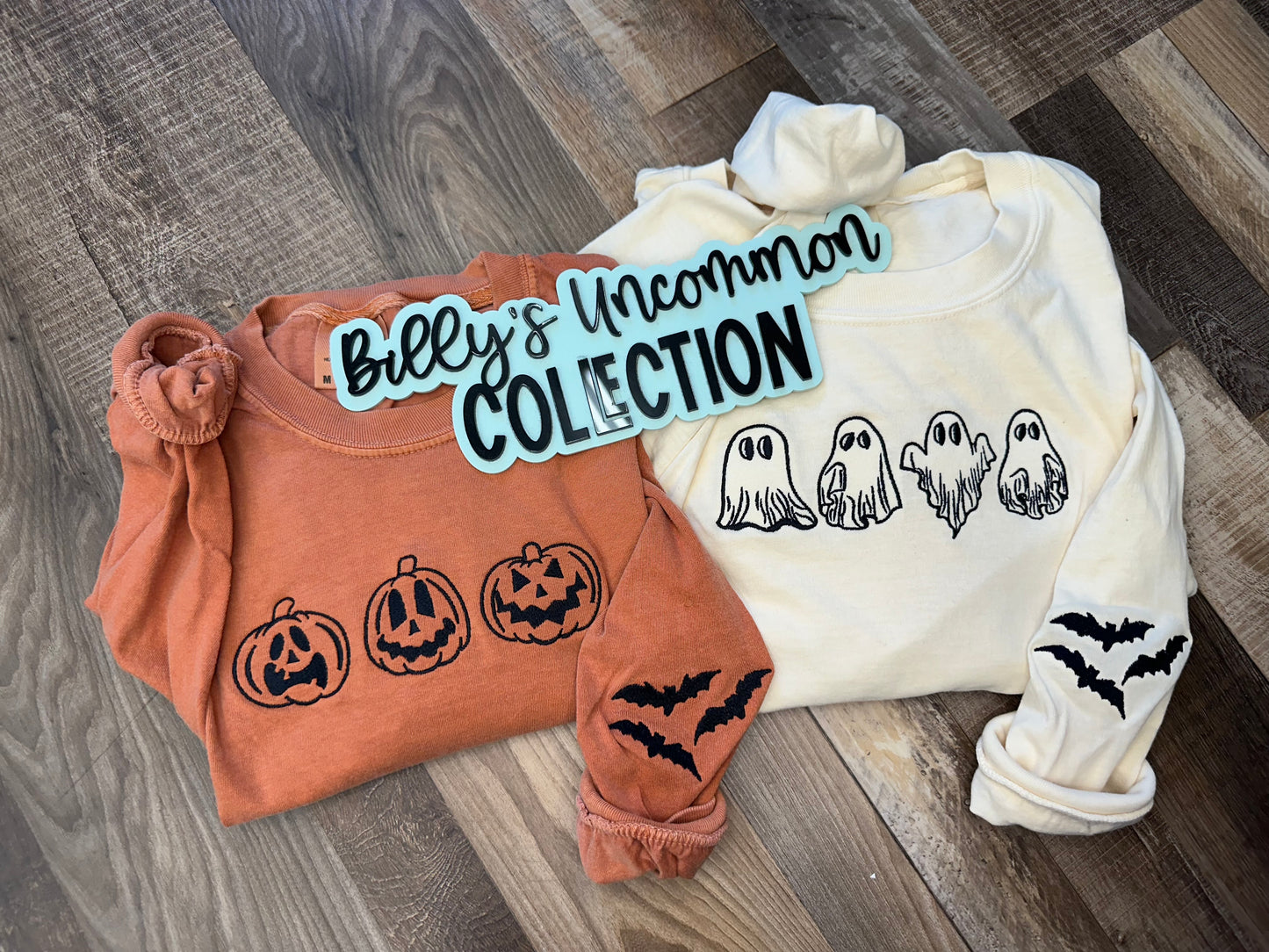 Embroidered Outline Pumpkin & Ghost Long sleeve