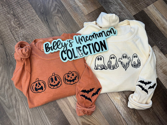Embroidered Outline Pumpkin & Ghost Long sleeve