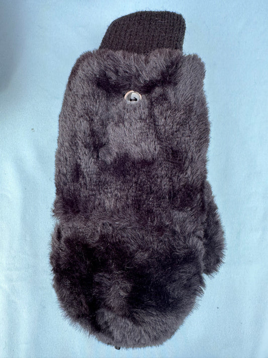 Fur two way mittens