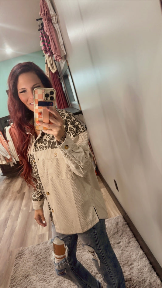 LEOPARD CORDUROY SHACKET