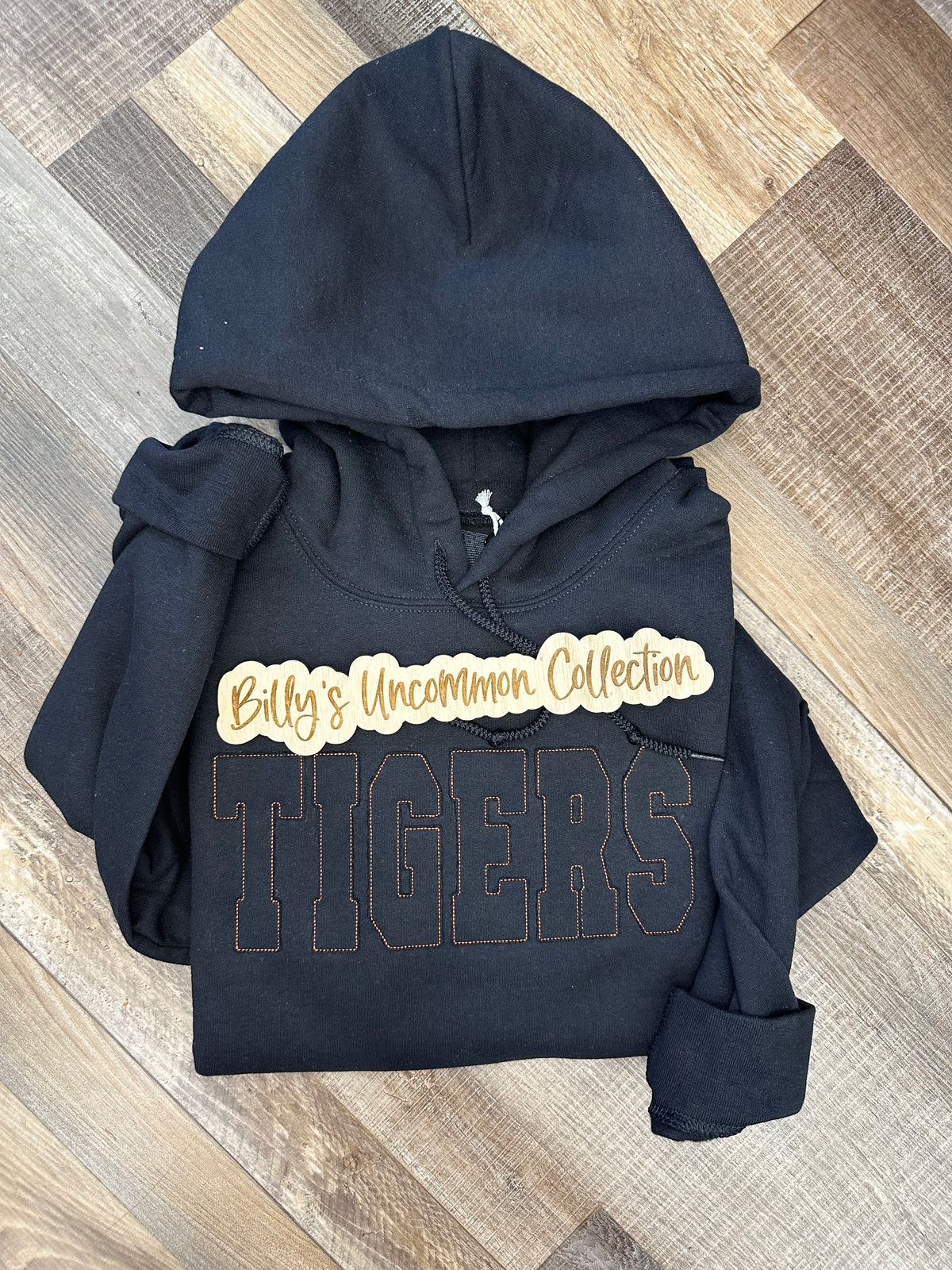 TIGERS Embroidered Black on Black Hoodie
