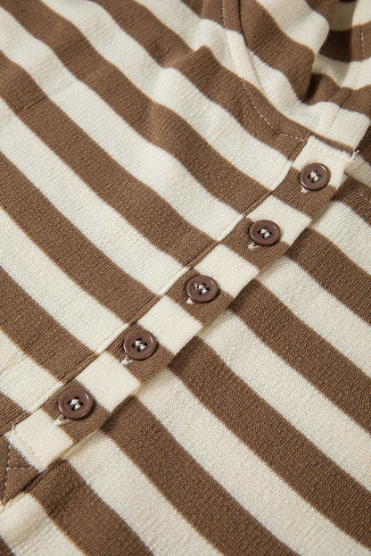 Stripe Quarter Button Sweater Hoodie