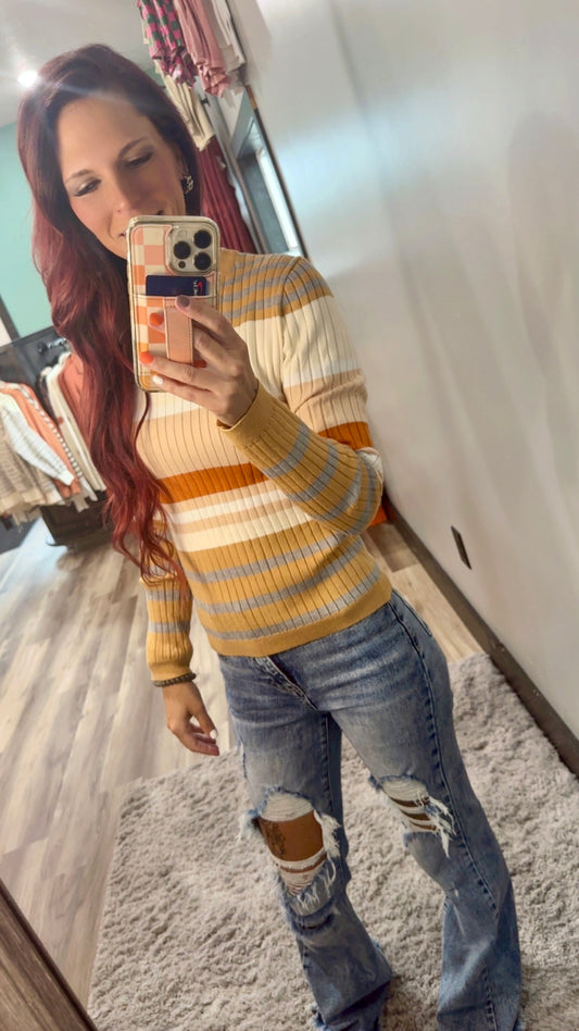 Color block striped sweater