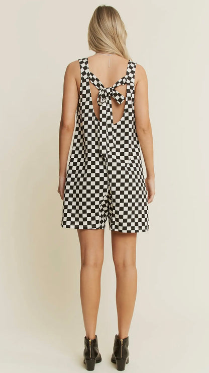 Checkered Shorts Romper