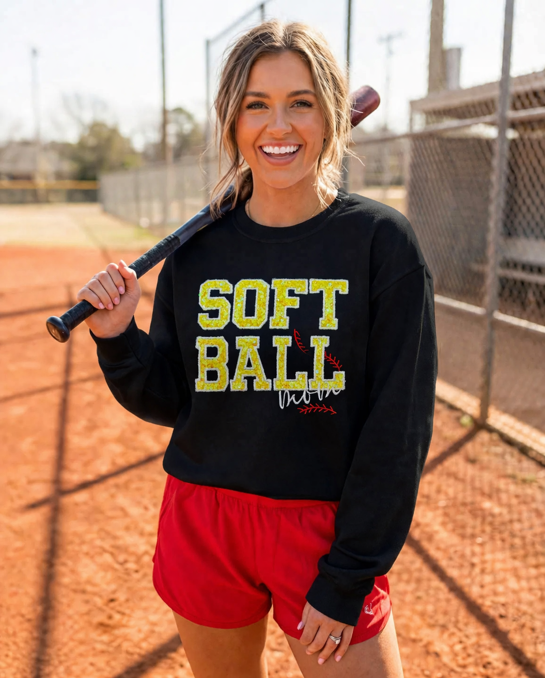 BASE & SOFT BALL Sequins Embroidered Tee & Sweatshirt