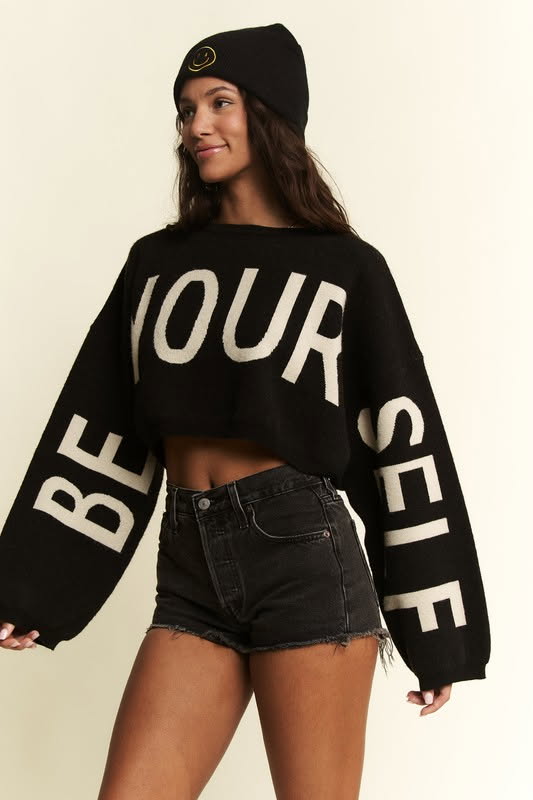 BE YOUR SELF SWEATER CROP TOP