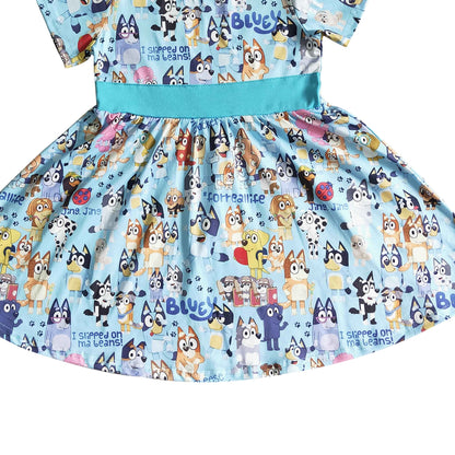 Bluey Belt Knee Length Dress