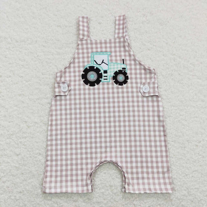 Tractor Khaki Checkered Summer Farm Overalls