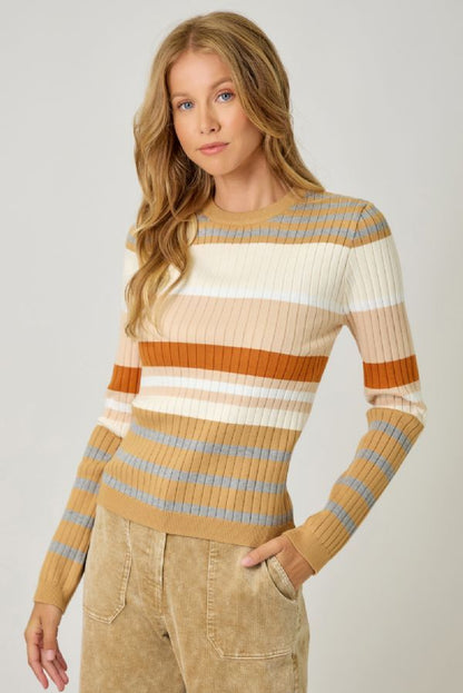Color block striped sweater