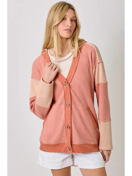 COLOR BLOCK HOODIE CARDIGAN