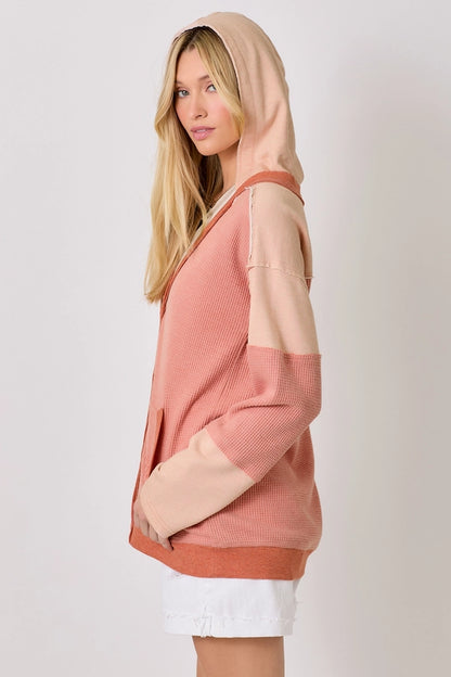 COLOR BLOCK HOODIE CARDIGAN