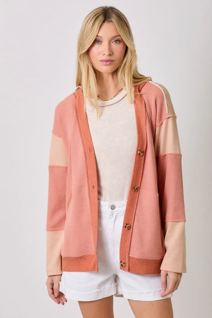 COLOR BLOCK HOODIE CARDIGAN