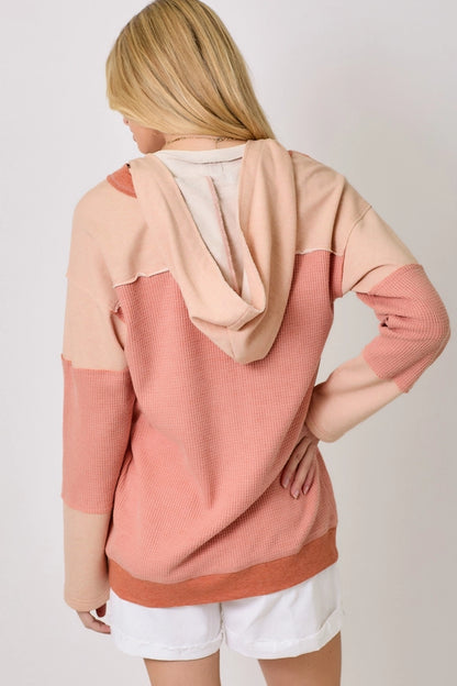 COLOR BLOCK HOODIE CARDIGAN