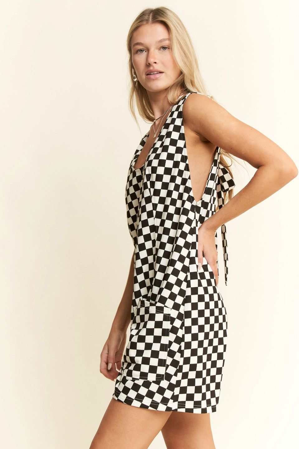 Checkered Shorts Romper