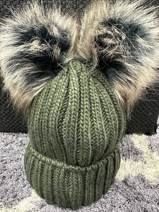 Dual Faux Fur Pom
