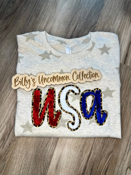 USA Crush Velvet & Cheetah Fabric