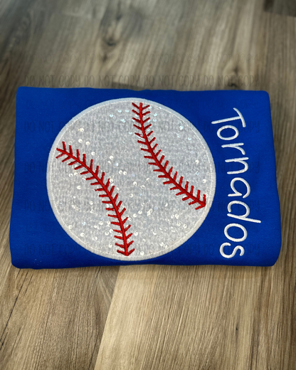 BASE & SOFT BALL Embroidered Sequins Crewneck