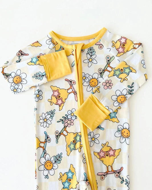 Easter Bamboo Skater Chick Zip Romper