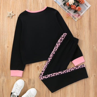 Fashionable Kid Girl Leopard & Color Block Set