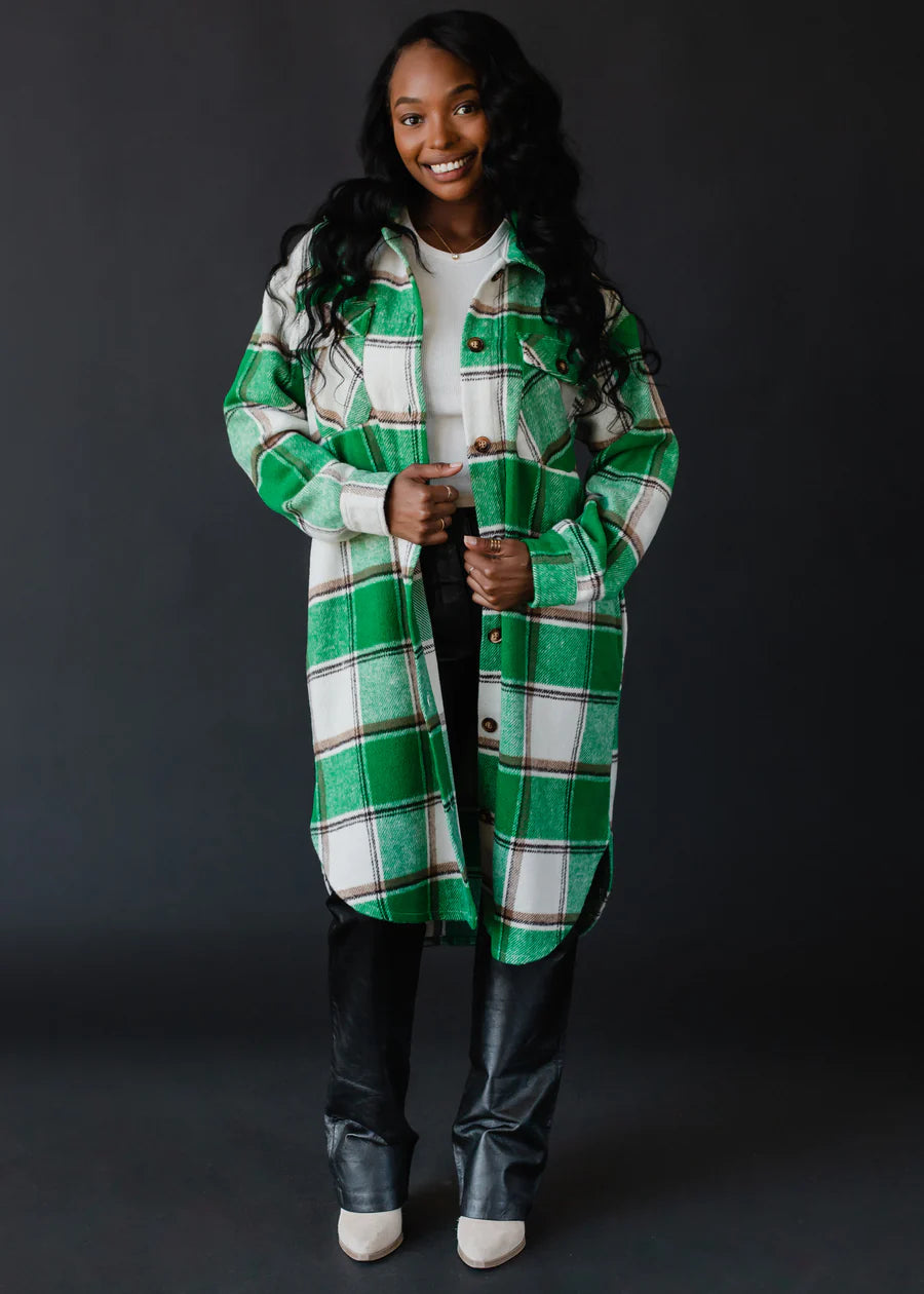 Daphne Plaid Long Flannel Jacket