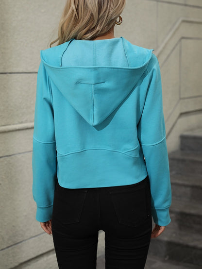 Half Zip Pocket Crop Hoodie