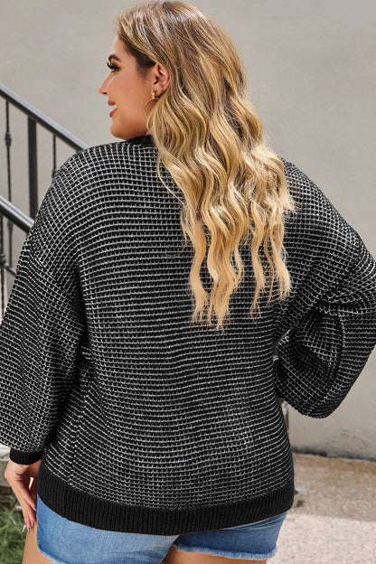 Heather Knit Curvy Drop Shoulder Sweater