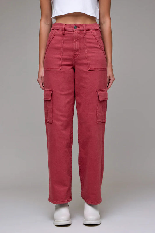 LOGAN Marsala Wash Cargo Stretch Dad Jean