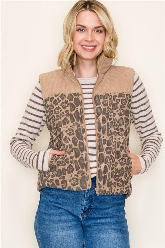 Leopard Puff Vest