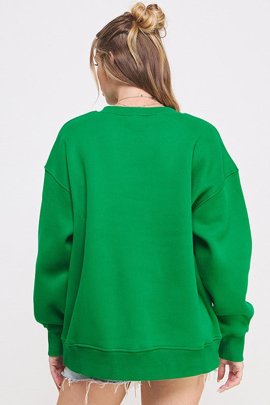 Solid Round Neck Oversized Sweatshirt