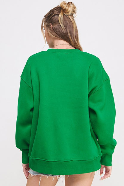 Solid Round Neck Oversized Sweatshirt