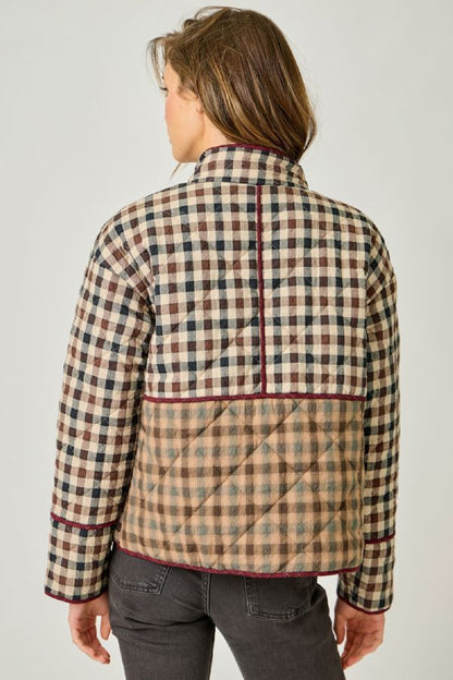 Mixed Plaid Quilted Jacket