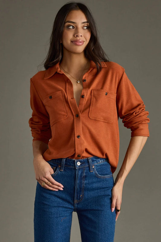 Mindi Super Soft Button Up - Rust