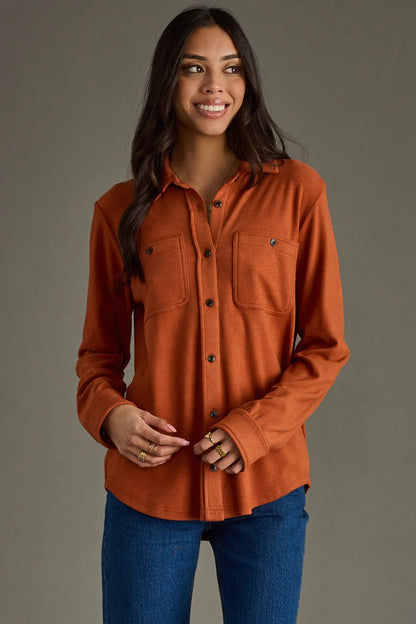 Mindi Super Soft Button Up - Rust