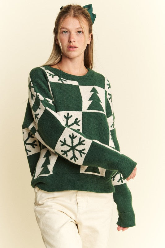 Tree & Snow Flake Christmas Sweater