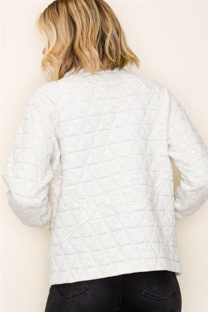 QUILTED QUARTER ZIP UP SWEATSHIRT