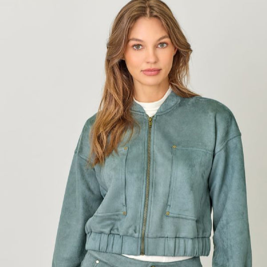 Suede bomber jacket
