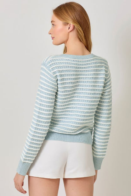 WAGGLE WEAVE BUTTONED CARDIGAN