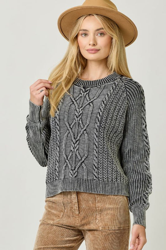 WASHED CABLE SWEATER