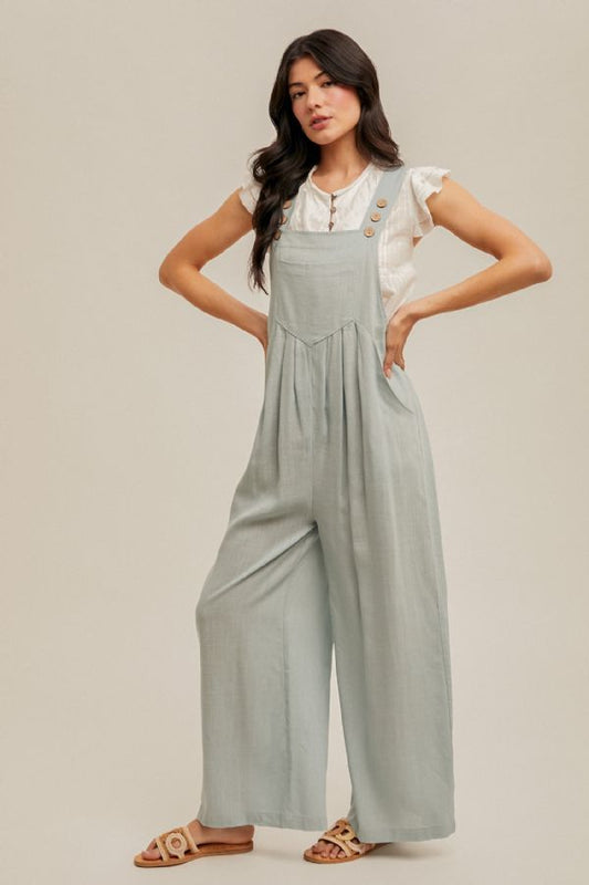 WIDE LEG LINEN OVERALLS