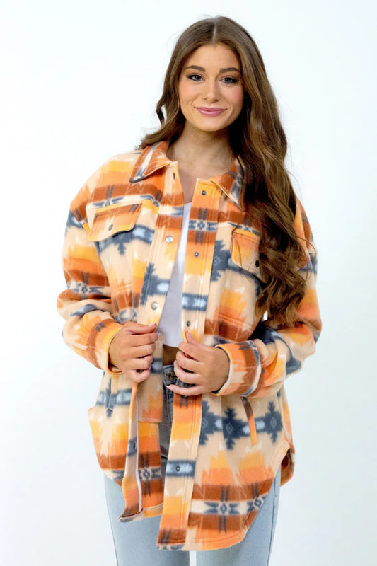 Women's Shacket Tribal Sandstone