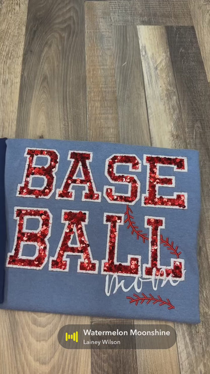 BASE & SOFT BALL Sequins Embroidered Tee & Sweatshirt