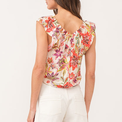 Square Neck Flutter Sleeve Top