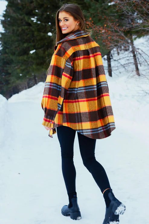 Yellow, Blue Plaid Shacket